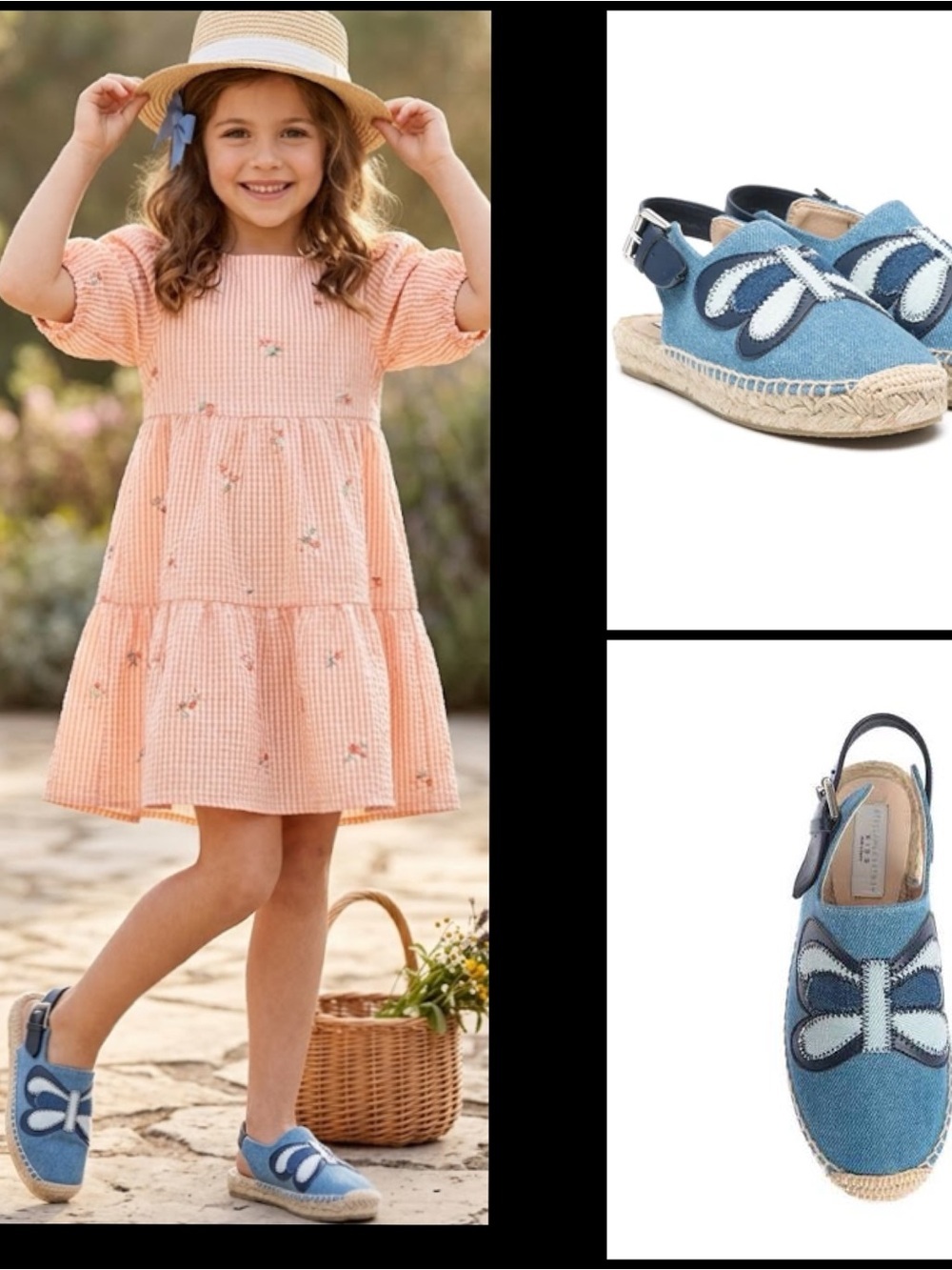 Stella McCartney Blue Denim Butterfly Patchwork Espadrille Slingback Sandals 32